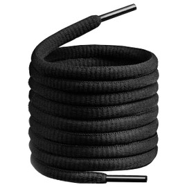 BIRCH's Oval Shoelaces 27 Colors Half Round 1/4" Shoe Laces 4 Different Lengths (45.5" (115cm) - L, Black)