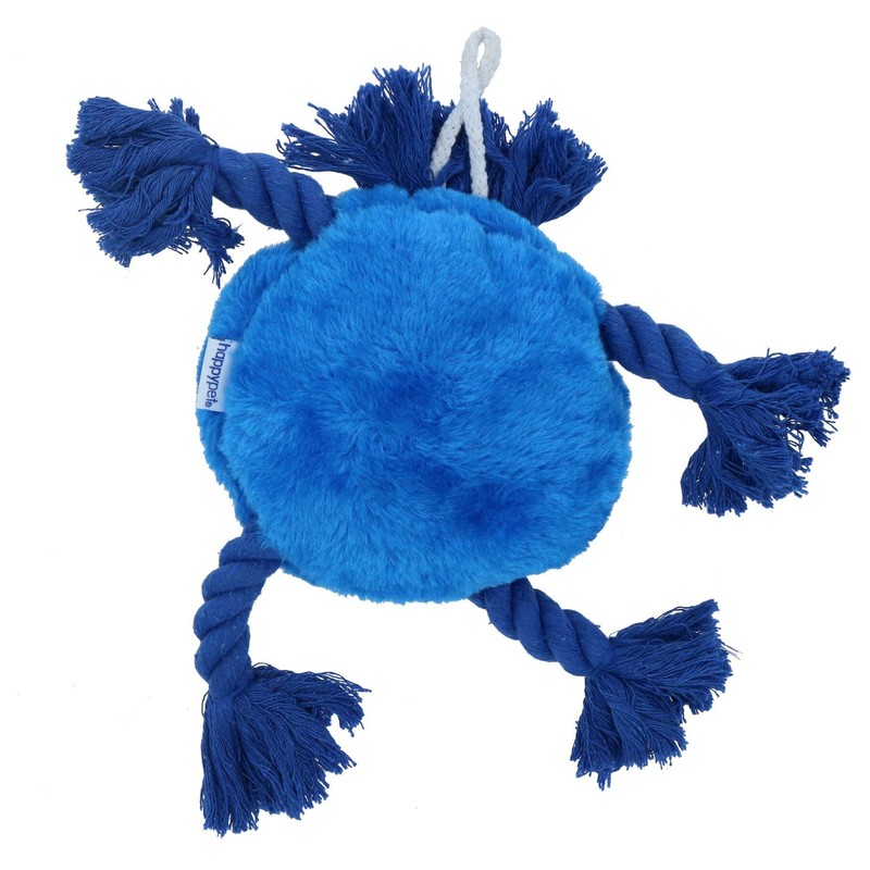 Plush Soft Blue Happy Face Dog Play Toy With Squeak