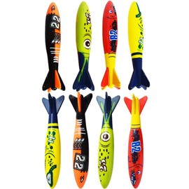 Carykon 8 Pcs Dive Toy Underwater Swimming Pool Toy Gliding Shark Throwing Torpedo（Rocket
