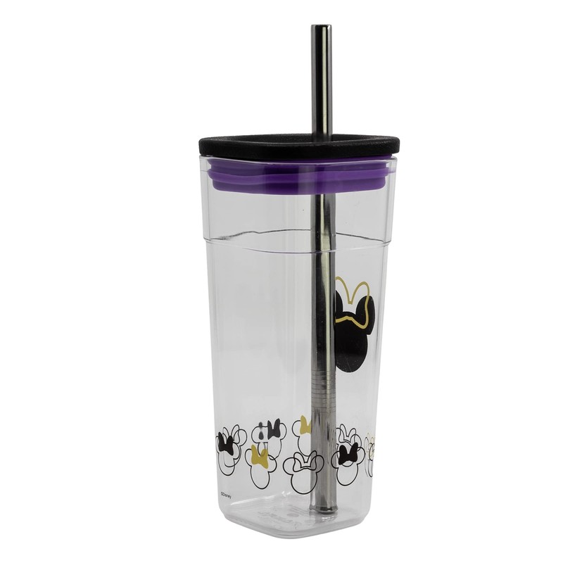 Stor Large Reusable Plastic Cup with Stainless Steel Straw -