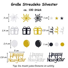 DazzJoy Confetti Confetti New Year's Eve Decoration 2025 Large 1-5 cm, Star New Year's Eve Scatter Decoration, Glitter New Year's Eve Table Decoration Confetti New Year's Eve Party