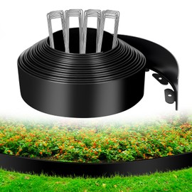 4 Inch x 33 FT (Multiple Sizes Available) Landscape Edging, Garden Edging Borders with 40pcs Upgrade Stakes, Flexible No Dig Plastic Garden Border for Lawn, Landscaping, Flower Beds, tree and Yard