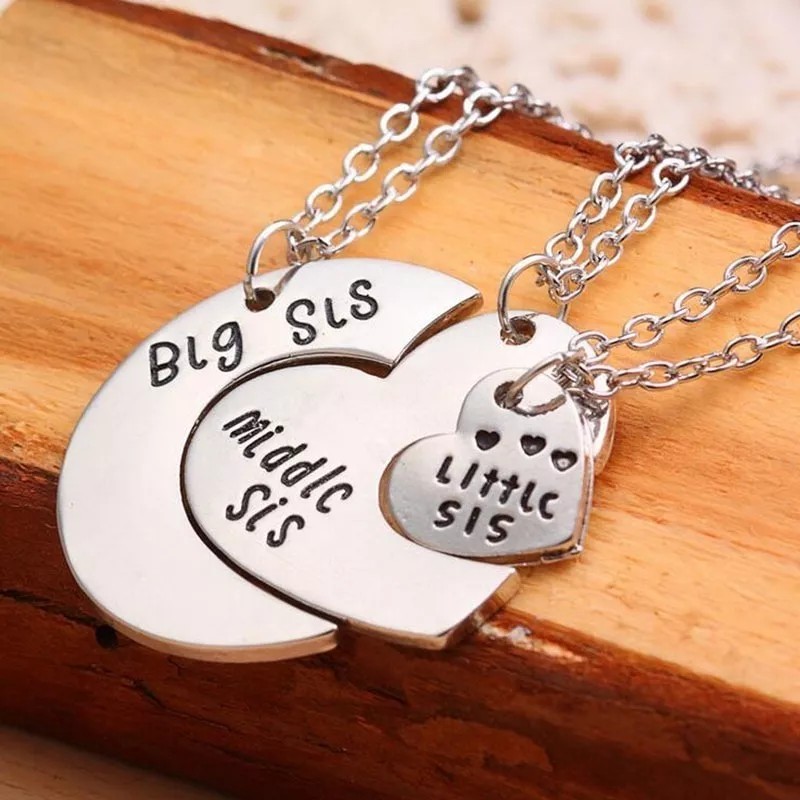 Deluxe 3 Collares De Hermanas Colgantes Regalo Forma Corazón