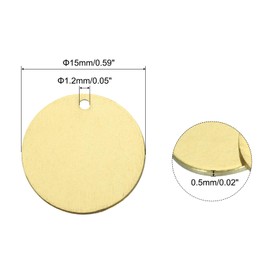MECCANIXITY 40pcs Brass Round Stamping Blank DIY Label Tags 6mm/0.24inch for Craft, Pendant Decoration, 1.1mm/0.043inch Single Side Hole, Yellow