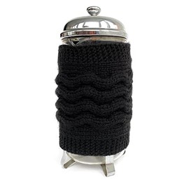 Hand Knit French Press Cozy Wool Warmer Cover Holiday Table Decor Black Tea Pot Housewarming Gift