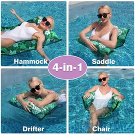 WERNNSAI 3er Set Premium Wasserhängematten – Aufblasbare Pool Luftmatratzen mit Stoffüberzug – Sommerfarben Blau, Grün Lila – Komfort Haltbarkeit für Erwachsene – Schwimmhilfe für Urlaub, Pool See