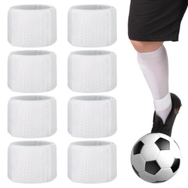 Pack of 8 Shin Pad Holders, Football Shin Pad Straps, Shin Pad Holder, Sock Holder, Paste Shin Pad Holder for Men, Women and Children (White)