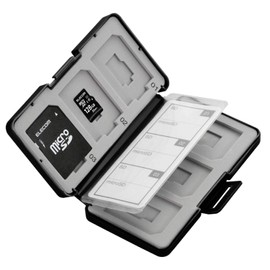 Elecom CMC-SDCPP12BK Memory Card Case, SD Case, Plastic, Holds 6 SD Cards + 6 Micro SD Cards, Black
