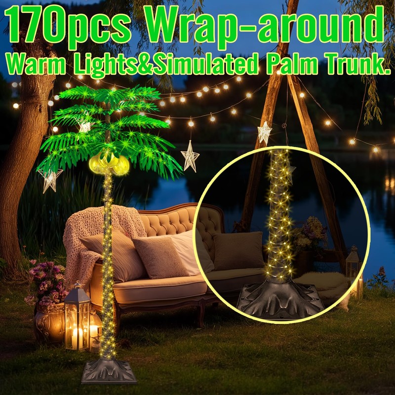 6FT LED Palm Tree with 421pcs Lights, Lighted Palm Tree