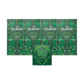 Pukka Herbs | Supreme Matcha Green Organic Herbal Tea | Green Tea and Matcha Powder | Perfect For Everyday Vitality | 4 packs | 80 Sachets