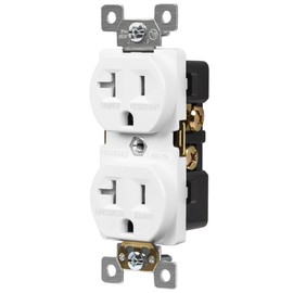ENERLITES Duplex Receptacle Outlets, Tamper-Resistant, Industrial Grade, 20A 125V, Self-Grounding, 5-20R, 2-Pole, 3-Wire Grounding, UL Listed, 62080-TR-W-10PCS, White (10 Pack)