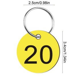 1-20 Number Tags, Plastic Key Tags with Metal Rings, 34mm Round Numbered Tags, Round Numbered Marking Identification Tags for House Lockers Dormitory Keys Cabinet Key Tags with Labels