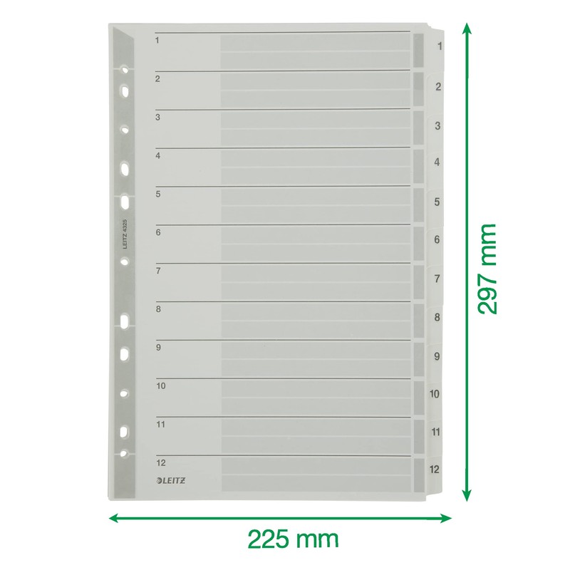 Leitz Index for A4, Cover Sheet and 12 dividers, tabs