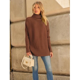 LILLUSORY Womens Turtleneck Oversized Tunic Early Fall Fashion Must Have Sweaters 2025 Casual Long Pullover Plus Size Winter Cute Poncho Cozy Work Old Money Clothes Outfits Clothing Tops Leggings