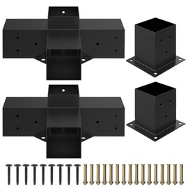 Heavy Alloy Steel Pergola Kit with 4-Way Pergola Brackets for 6"x 6" (Actual 5.5" X 5.5") Lumber，DIY Pergola Brackets Suitable for Pergolas，Gardens，and Metal Gazebo Kits - includes Screws