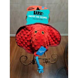 Bark 12" Stingray Dog Toy w/Large Squeaker, Rope & Crinkle, for Thrashers New