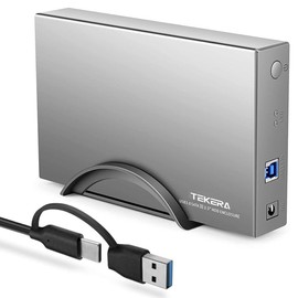 TEKERA Hard Drive Enclosure,USB 3.0 / USB C to SATA Aluminum External Hard Drive Dock Case for 3.5 inch HDD SSD up to 20TB Drives, Support UASP