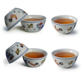 YXHUPOT Teacup Chinese Gongfu Tea Cock Cups Mini 6pcs Porcelain Teabowl Colorful Multicolor