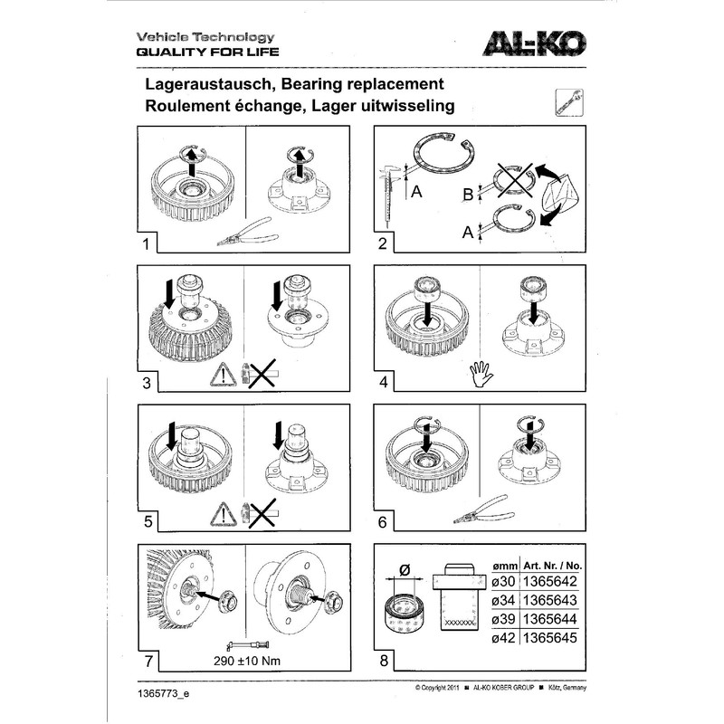 trailer parts4u Original Alko Bearing Wheel Bearing Set, Flange Nut,