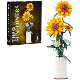 BlockPro Sunflower Building Set for Adults Teens, Botanical Collection Flower Bouquet with Vase, Gift for Valentine's Day Birthday Anniversary, Vibrant Home Decor for Flower Lovers (821pcs)