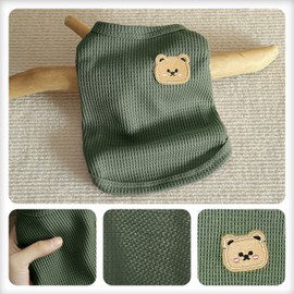 MAQILO Waffle Knit Cat & Dog T Shirt for Small Dogs, Stretchable Puppy Shirt for Sphynx Cats & Small Breeds, Pet Clothes | Breathable Summer/Winter Apparel for Newborn(Green Large)