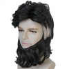 ESUNO Mens Short Black Wig with Beard Billionaire Wig Black