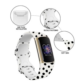 BOSPFJG Sport Bands Compatible with Charge 6 /Charge 5 for Women Men,Soft Waterproof Replacement Straps Wristbands for Charge Advanced Fitness Tracker(Cute Black Polka Dots)