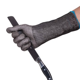 ThreeH Protective Gloves Extend Sleeves 14 Inch 316L Stainless Steel for Cutting Chopping Cutting Meat Processing Cut Resistant Glove GL21 M