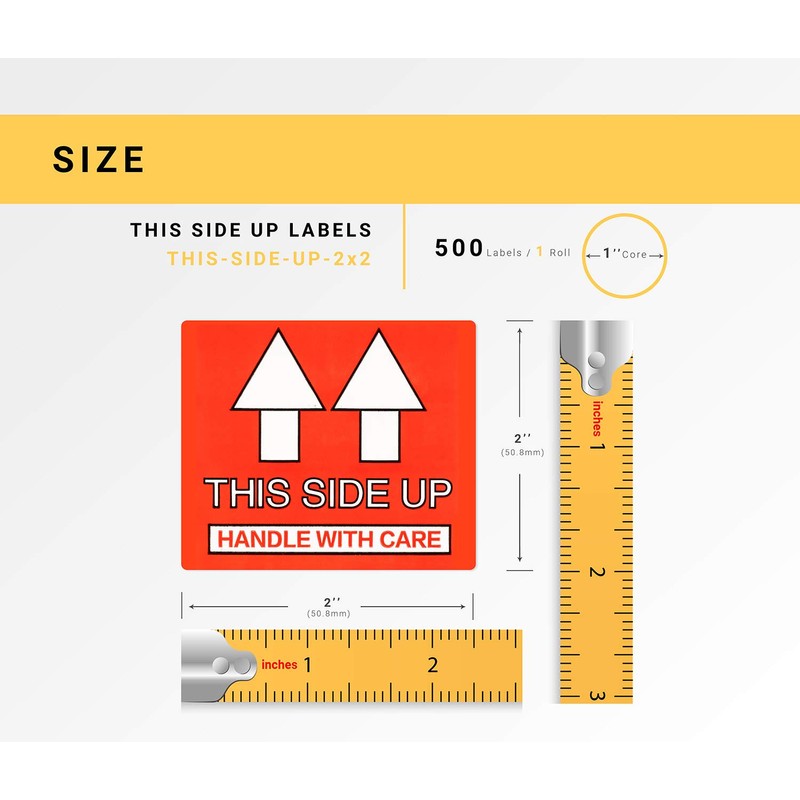 This Side UP - Handle with Care Pre-Printed Labels/Stickers (2"