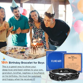 13th 16th 18th 21st 30th 40th Birthday Gifts for Men Boys, Leather Bracelet Engraved Happy Birthday Gifts for Son Grandson Dad Nephew Brother Husband Friend