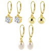 3 Piars Leverback Earrings Set for Women Ball Cubic Zirconia
