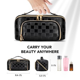Lidxfeo Cosmetic Organiser Toiletry Bag with Zip, Makeup Bag, Large Capacity, Portable Cosmetic Bag, Women's Makeup Bag, Aesthetic, Suitable as a Gift for Girls and Mothers, black, Modern