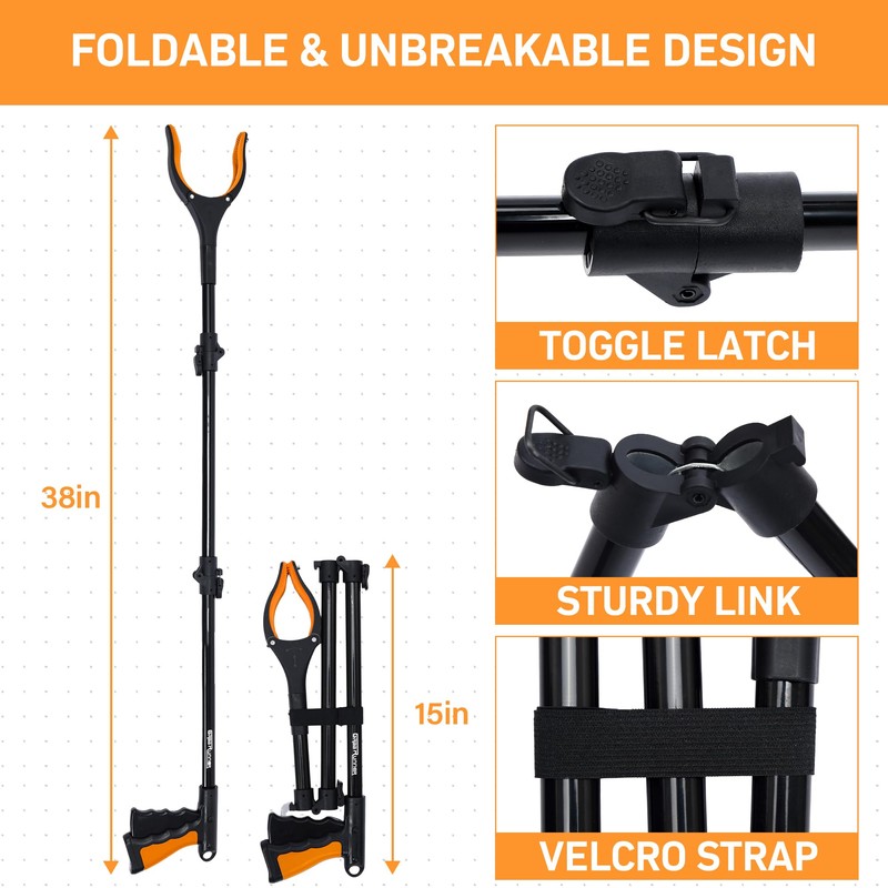 38" Extra Long Grabber Reacher Tool – 2 Pack Extra