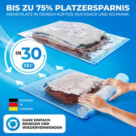 SilverRack Vacuum Bag Set Travel [8 Pieces] in Size (50 x 70 cm) - Travel Vacuum Bags for Clothes to Roll - Vacuum Clothes Bags - Clothes Vacuum Bags as Backpacker Vacuum Bags