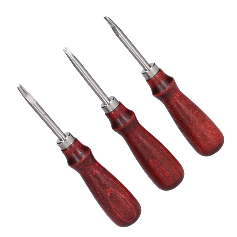 3pcs Leather Edger Sharp Professional Trimming Working Kit with Wooden