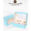 qiqee Light Blue 6 Cupcake Boxes with Window 30 Packs