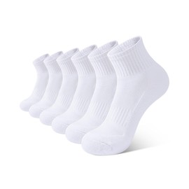 BOOPH 6 Pairs Kids Socks Boys Girls Cushioned Quarter Socks Athletic Ankle Sock 4-7 Years White