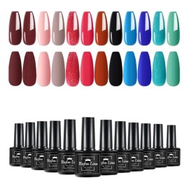 Geles Semipermanente Esmaltes Gama De 12 Uñas Gelesh Uv/led