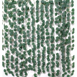Eucalyptus Garlands 24pcs Artificial Ivy Vines Fake Eucalyptus Leaves Garlands Greenery Hanging Plants for Home Decor Wedding Party Table Aesthetic Wall Christmas