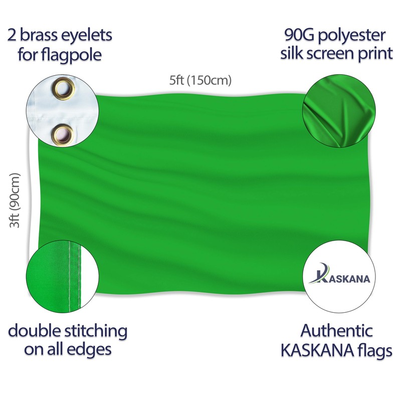 Plain Green Flag - Simple Green Flag - Double-Sided Print