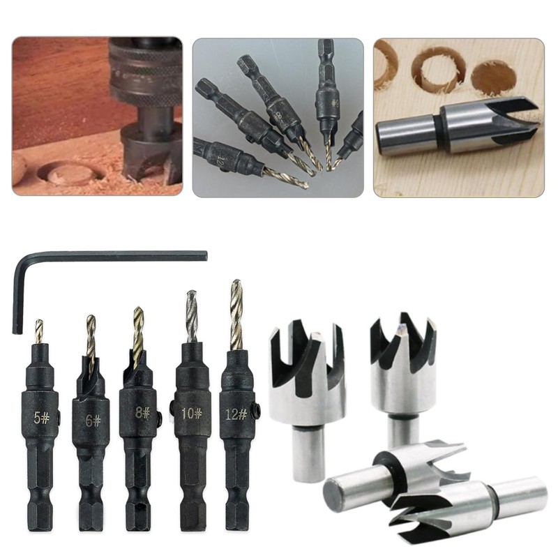 15 PCS Countersink Drill Bit Set, Woodworking Chamfered Set,1/4 Inch