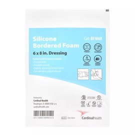 Cardinal Health™ Silicone Bordered Foam Dressing, 6 x 8IN, Case of 5 Boxes of 5
