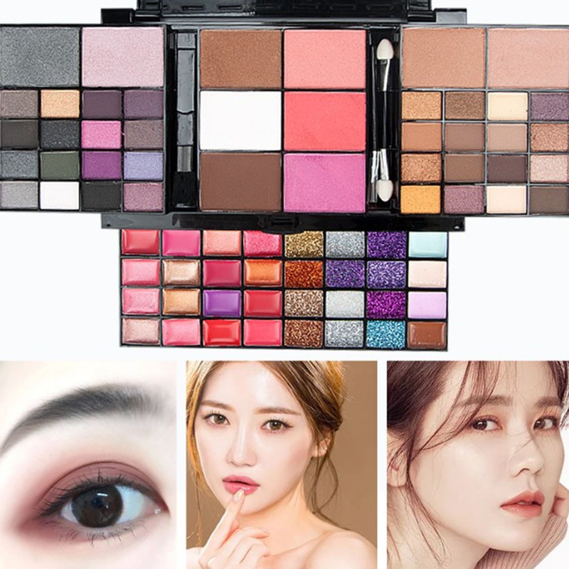 74 Colors Eye Shadow Kit Lip Gloss Eyeshadow Blusher High