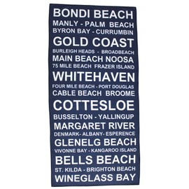 Microfibre Beach Towel Avita Waffle Weave - Quick Dry, Compact & Light, Sand Free, Absorbent, Perfect For Beach, Pool, Yoga, Gym, Travel, Cruise, Boating, Outdoors, Camping & Hiking (The Aussie Beaches)
