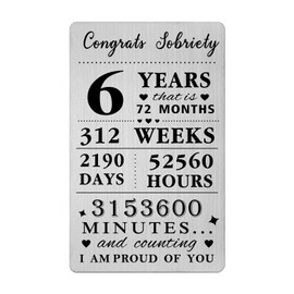 Gezxin 6 Year Sobriety Card For Men Women- 6th 6 Year Sober Gifts- Metal Recovery Presents