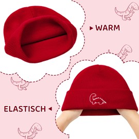 Century Star Children's Hat for Boys, Warm Soft Hats for Children, Winter Hat for Baby, Knitted Hat with Envelope for Boys, Red-2