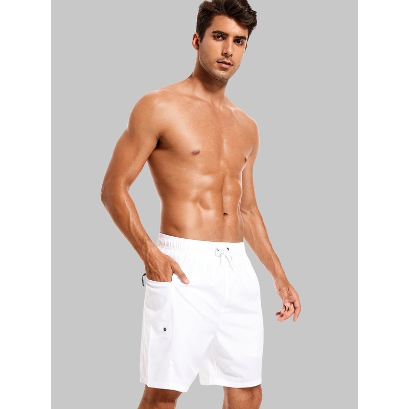 SILKWORLD Mens Swim Trunks with Compression Liner 7 Inch Quick