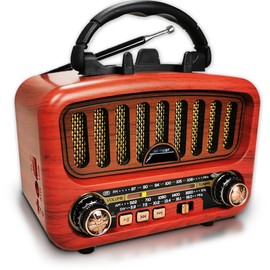 Vintage Retro Radio Bluetooth Speaker, AM/FM/SW Small Radio 5W Large Speaker and Bluetooth 5.0, Rechargeable Radio Supports USB/TF/AUX Function, Portable Radio for Camping, Hiking or Walking