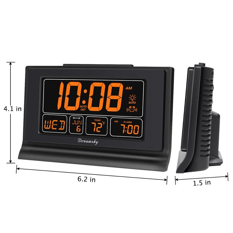 DreamSky Digital Alarm Clock with Battery Backup, 5 Inch Large