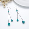 Long Turquoise Bead Dangle Earrings for Women 925 Sterling Silver